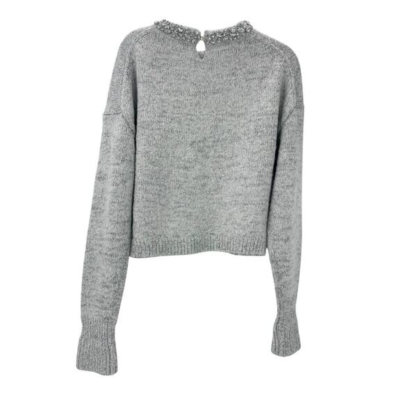 J. Crew Embellished Pullover Sweater Long Sleeve Light Grey Silver Size XS NWT - Picture 6 of 11